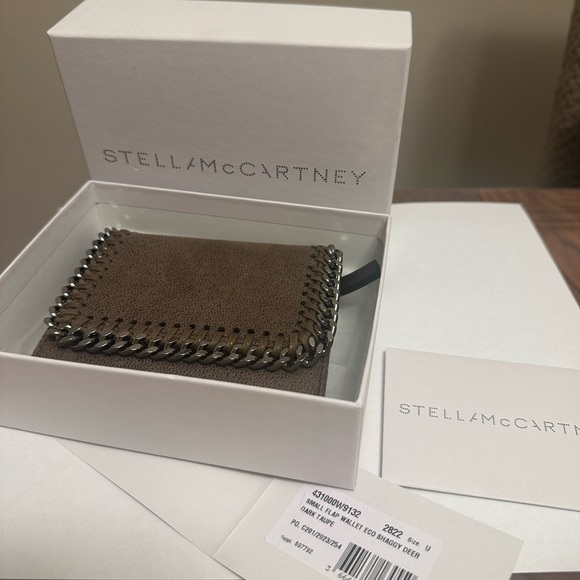 100% Authentic Stella McCartney Dark Taupe Falabella Tri-Fold Wallet - Picture 2 of 7